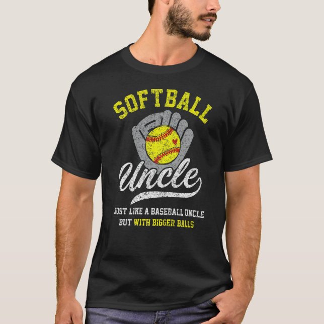 Camiseta Mens Softball Tio Com Bolas Maiores Orgulhosas Sof (Frente)