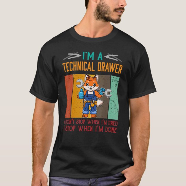 Camiseta Mens, sou a Gaveta Técnica Parar quando terminar o (Frente)