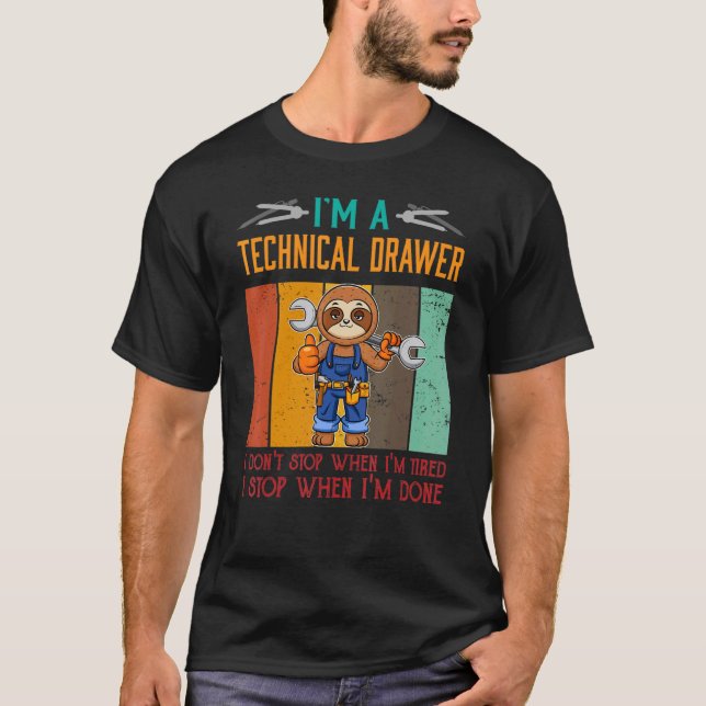 Camiseta Mens, sou a Gaveta Técnica Parar quando terminar o (Frente)