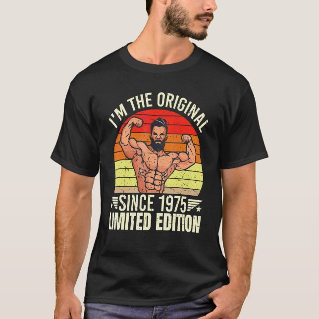 Camiseta Mens, sou o original desde 1975, Legal estilo retr (Frente)