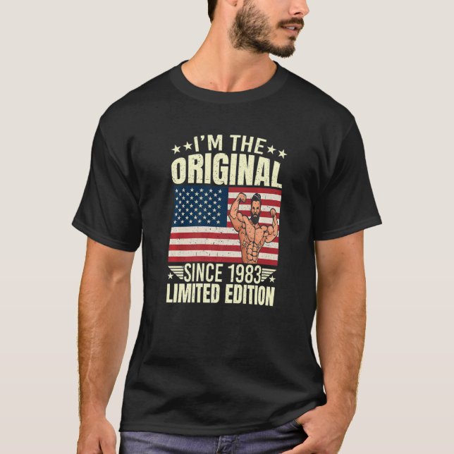 Camiseta Mens, sou o original desde 1983, Legal estilo retr (Frente)