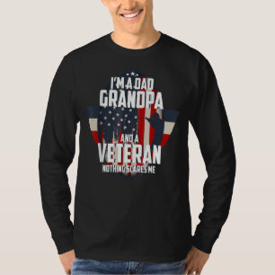 Camiseta Mens Sou Um Avô Pai E Um Veterano Nada De Cicatriz