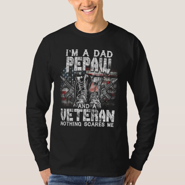 Camiseta Mens, sou um Pai Veterano Pepaw Nada me assusta Pr (Frente)