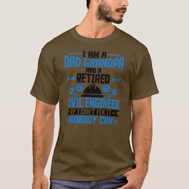 Camiseta Mens, sou um Pai Vovô Engenheiro Civil Aposentado (Frente)