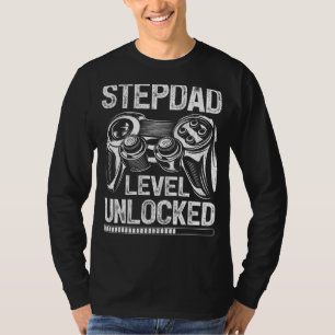 Camiseta Mens Stepdad Level Unlocked Video Gamer s