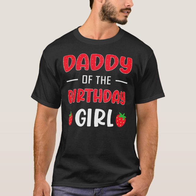 Camiseta Mens Strawberry - Pai da Birthday Girl (Frente)