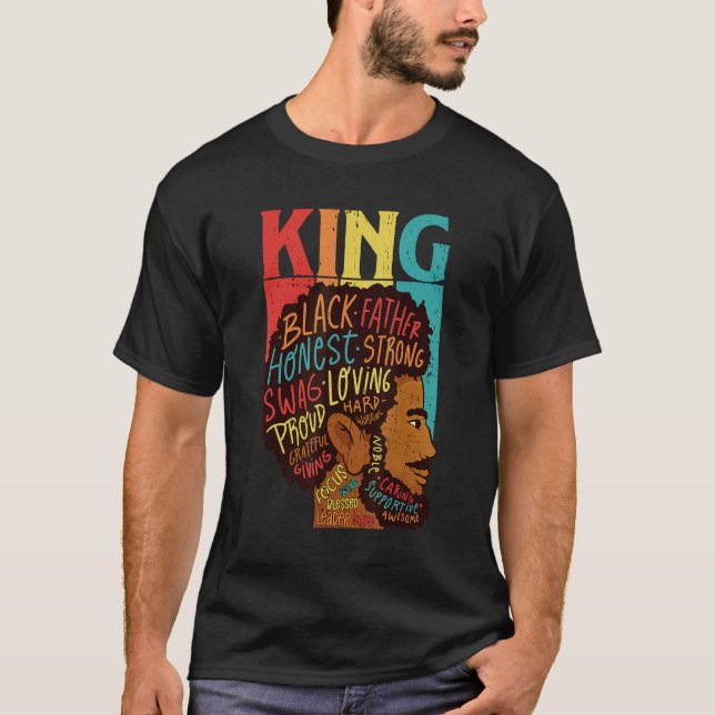 Camiseta Mens Strong Black King African American Natural Af (Frente)