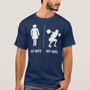 Camiseta Mens Sua Esposa Levantando Peso Da Minha Esposa, E