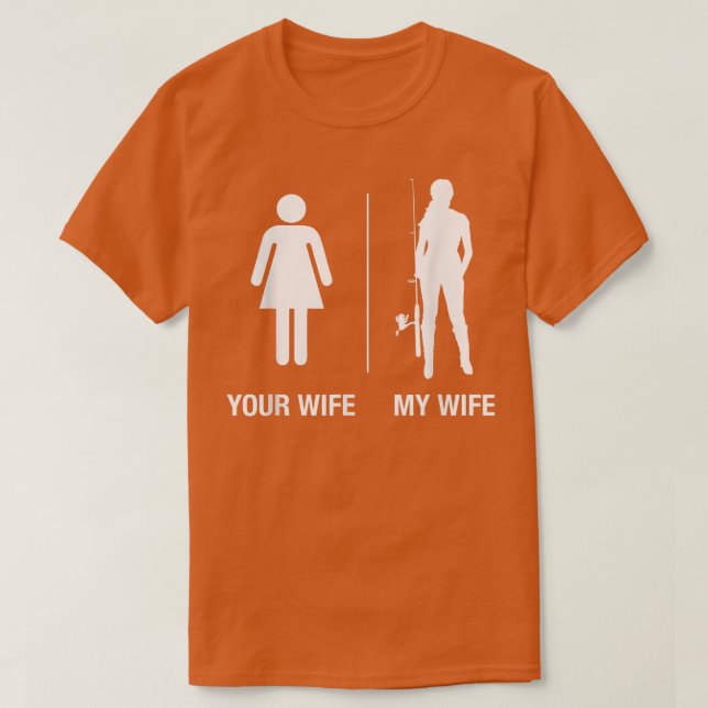 Camiseta Mens Sua Esposa Pescar, Marido Engraçado Gif (Frente do Design)