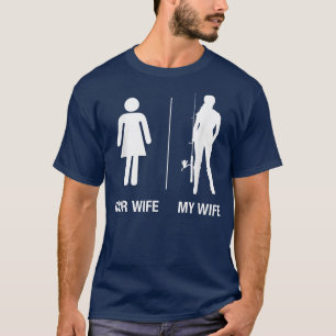 Camiseta Mens Sua Esposa Pescar, Marido Engraçado Gif