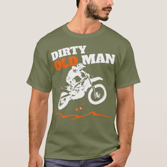 Camiseta Mens Sujos Velhos Vintage Dirt Bike Engraçado (Frente)