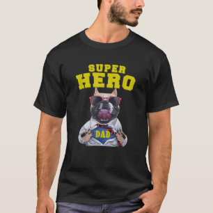 Camiseta Mens Super Herói Pai Pitbull Cachorro Engraçado Di
