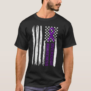 Camiseta Mens Suportam Sobredosagem Pruple Ribbon Opióide O