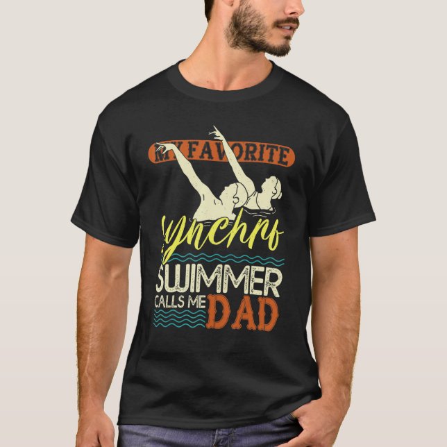 Camiseta Mens Synchronized Swimming Dad Favorite Synchro Sw (Frente)