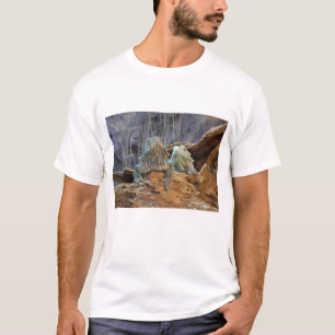 Camiseta Mens T Shirt com dois lagartos curiosos