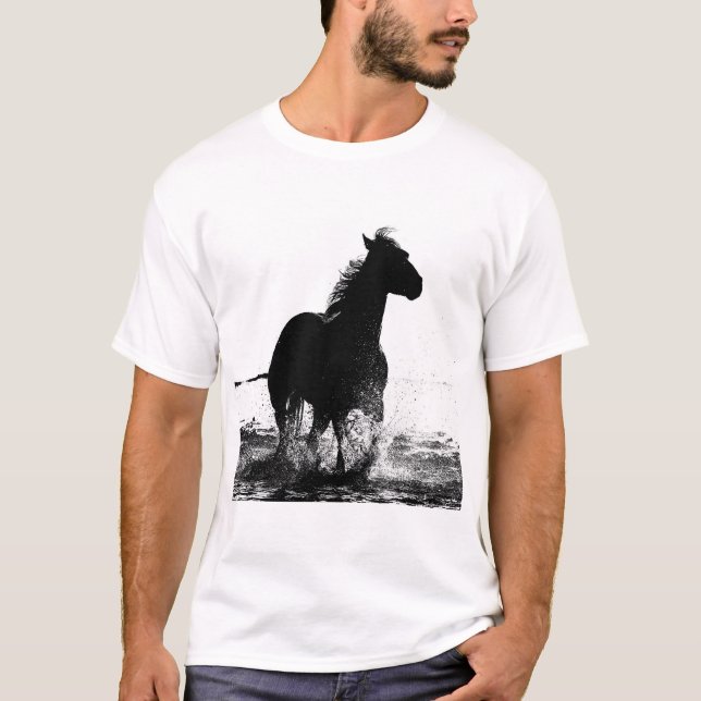Camiseta Mens T Shirts Modern Running Horse Pop Art (Frente)