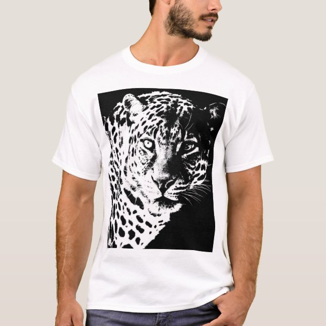 Camiseta Mens T Shirts Pop Modelo de arte Leopardo (Frente)
