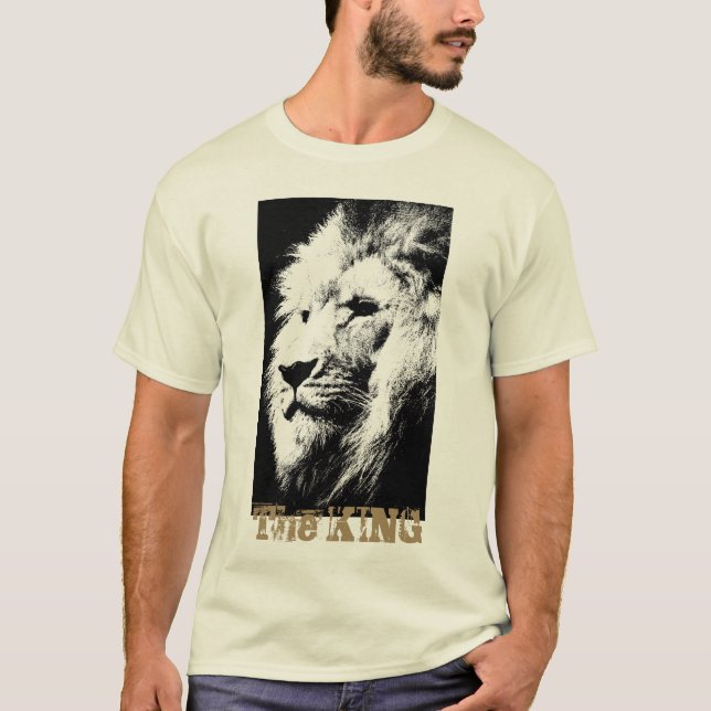 Camiseta Mens T Shirts Trendy Modern Lion Head Pop Art (Frente)