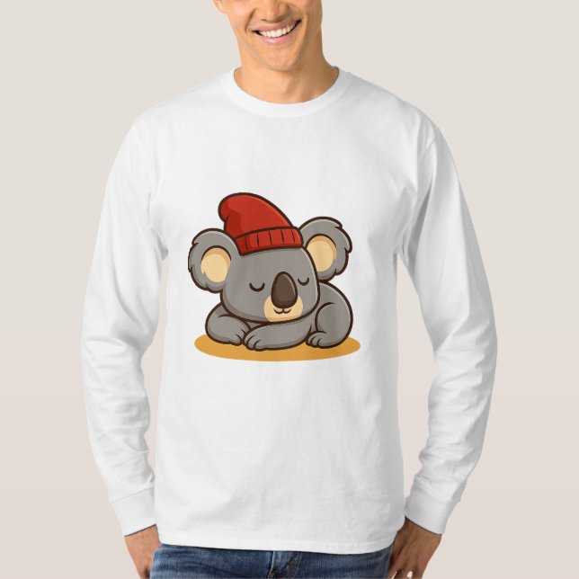 Camiseta Men's Tee with a Cartoon Illustration of a Koala (Frente)