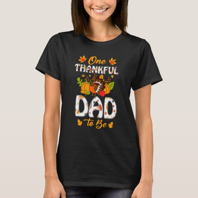 Camiseta Mens Thanksgiving One Thankful Dad To Be First Tim (Frente)