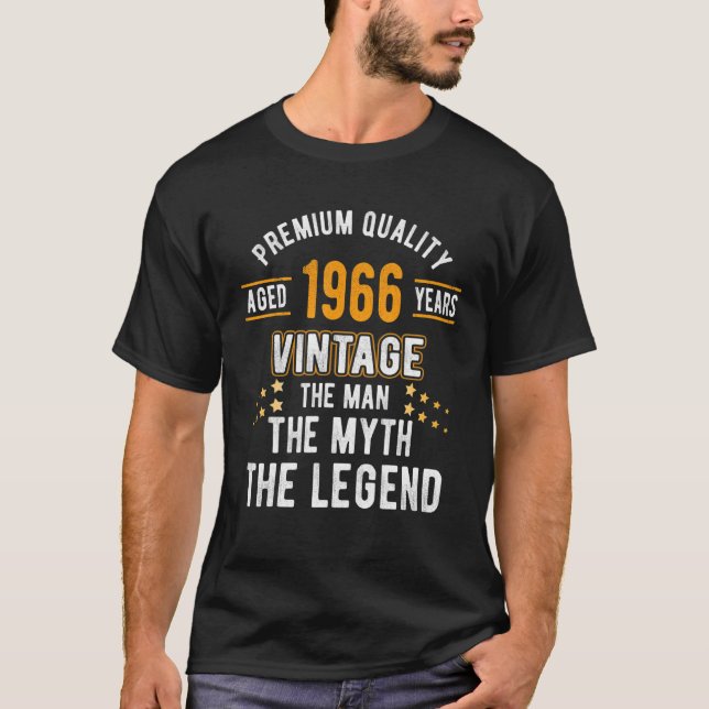 Camiseta Mens The Man Myth Legend 1966 57th Aniversário Par (Frente)
