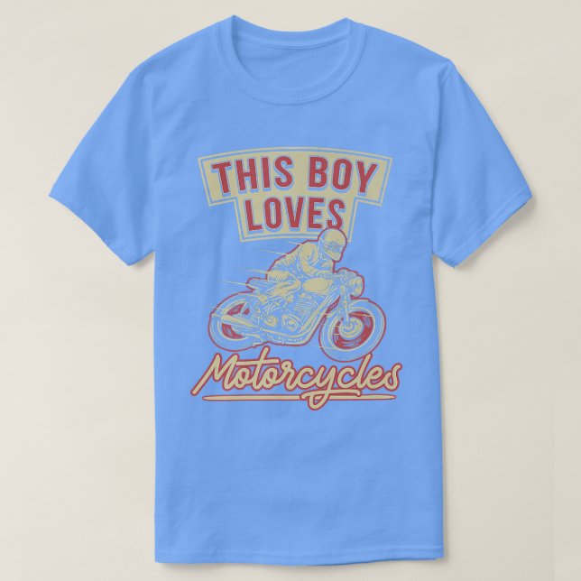 Camiseta Mens This Boy ama Motociclos Engraçados Motociclet (Frente do Design)