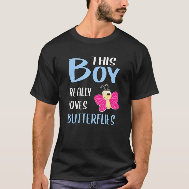 Camiseta Mens This Boy realmente ama borboletas (Frente)