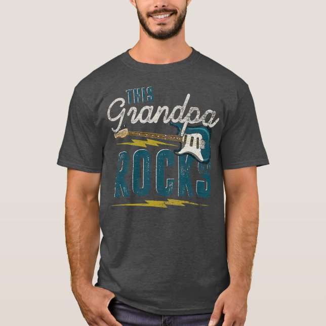Camiseta Mens This Grandpa Rocks Bhelps Dia de os pais Músi (Frente)