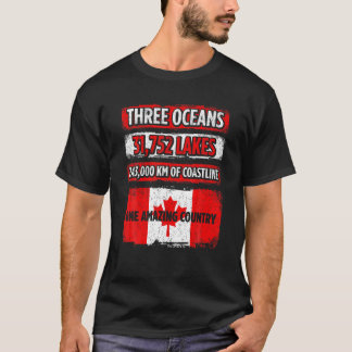 Camiseta Mens Three Oceans 31,752 Lakes 243,000 KM Of Coast