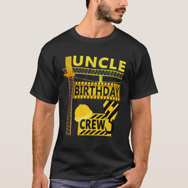 Camiseta Mens Tio Birthday Crew B Day Construção (Frente)