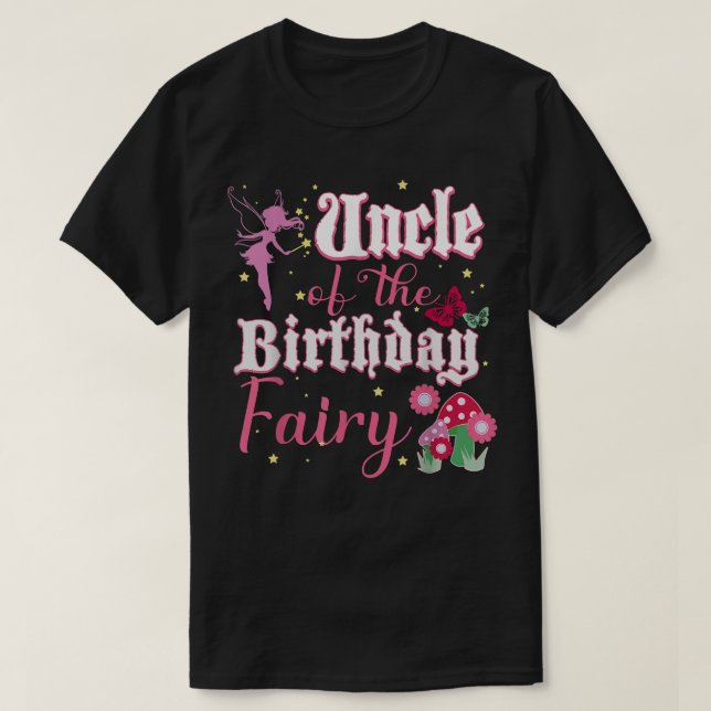 Camiseta Mens Tio Do Aniversário Fada Princesa Menina (Frente do Design)