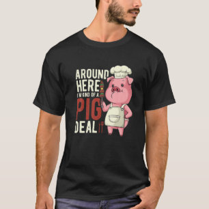 Camiseta Mens Tipo Um Porco Engraçado CHURRASCO Engraçado