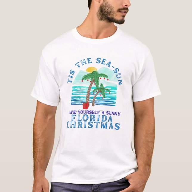 Camiseta Men's Tis The Sea-Sun Florida Christmas T-Shirt (Frente)