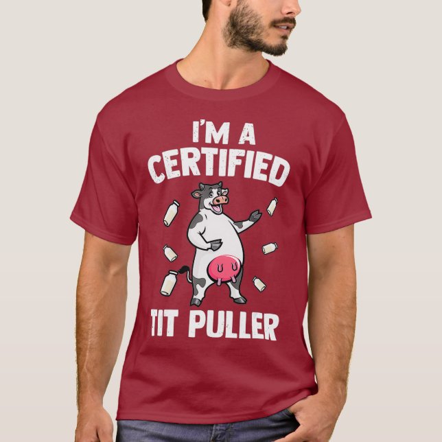 Camiseta Mens Tit Puller Vaca Cultivando Presente Animal (Frente)