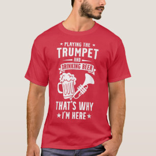 Camiseta Mens Tocando Trompete E Bebendo Beer Music L