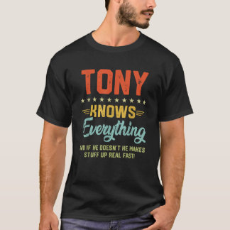 Camiseta Mens Tony Sabe Tudo Que É Engraçado Nome Personali