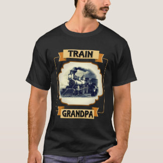 Camiseta Mens Train Avô Vintage Locomotiva