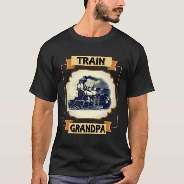 Camiseta Mens Train Avô Vintage Locomotiva (Frente)