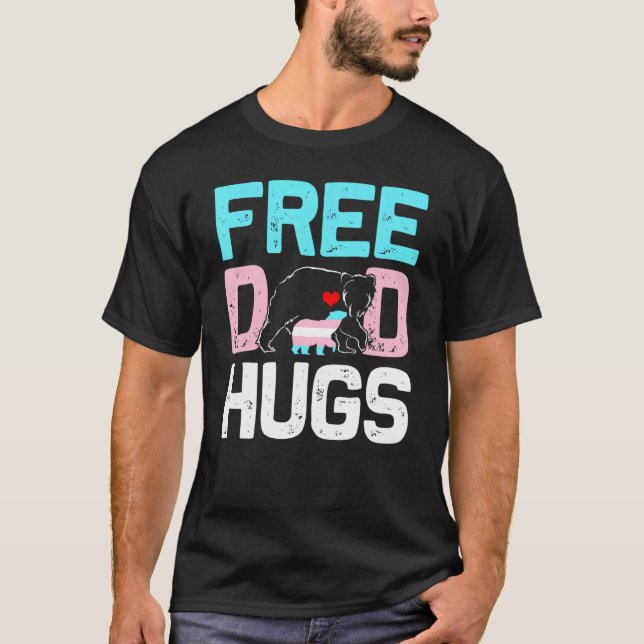 Camiseta Mens Trans Bear Free Pai Hugs Proud Ally Pai Tra (Frente)