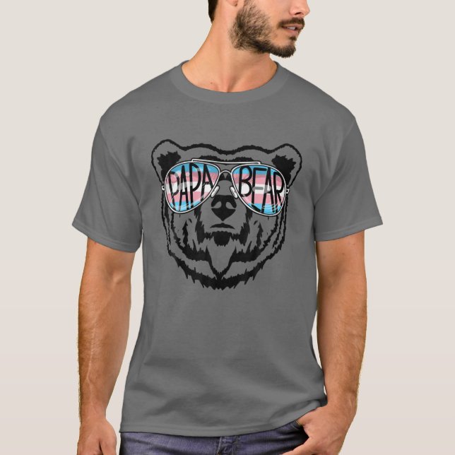 Camiseta Mens Trans Papa Urso Orgulhoso Pai Ally Transgende (Frente)