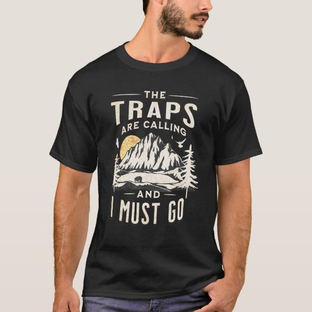 Camiseta Mens Trapping Trapper Hunting Fur Trade Hunting (Frente)