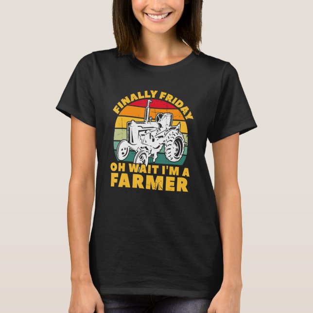 Camiseta Mens Trator Farming Finalmente Sexta-feira Oh Espe (Frente)