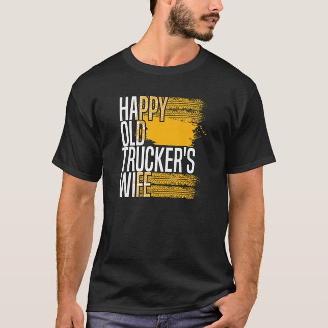 Camiseta Mens Truck Driver Wife Caminhando Big Rig Old Man  (Frente)