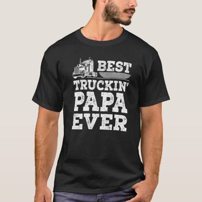 Camiseta Mens Trucker Papa Retro Style Melhor Caminhão Papa (Frente)