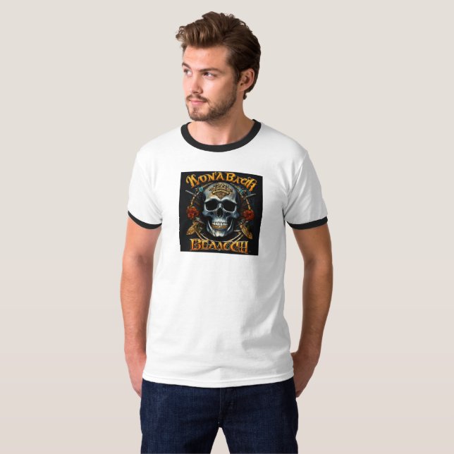 Camiseta Mens Tshirt com design de esqueleto (Frente Completa)