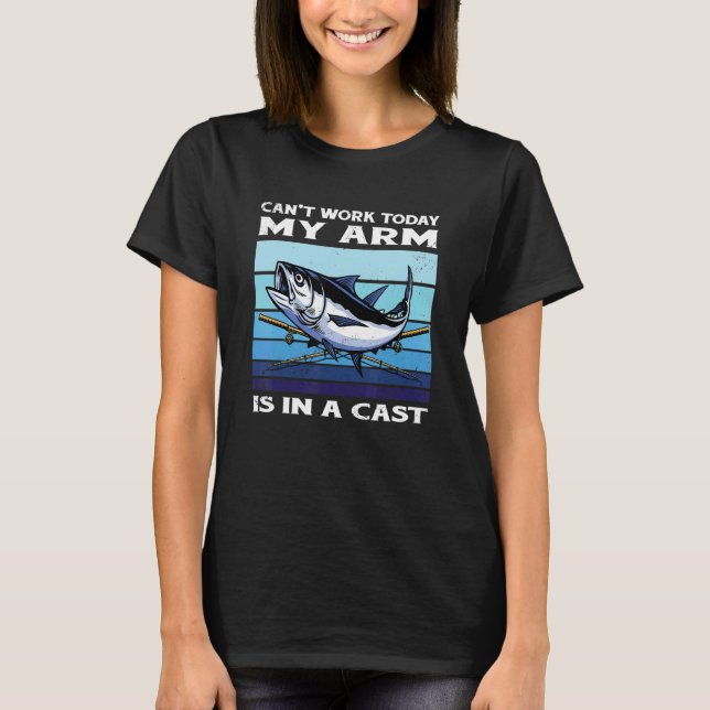 Camiseta Mens Tuna Pescando Meu Braço Está Em Cast Retro Tu (Frente)