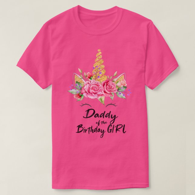 Camiseta Mens unicorn daddy of the birthday girl matching p (Frente do Design)