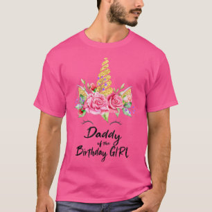 Camiseta Mens unicorn daddy of the birthday girl matching p