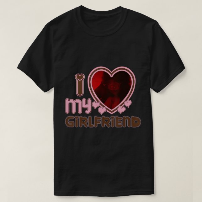 Camiseta Mens Unisex Custom T-Shirt I Love My Girlfriend Cu (Frente do Design)
