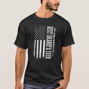 Camiseta Mens Us American Flag Melhor Avô Nunca Para Pai
